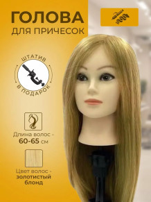 Учебная голова PRONOGTI 1808A-27, волосы 60–65 см, золотисто-русая